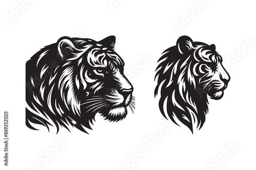 Tiger head silhouette vector art illustration