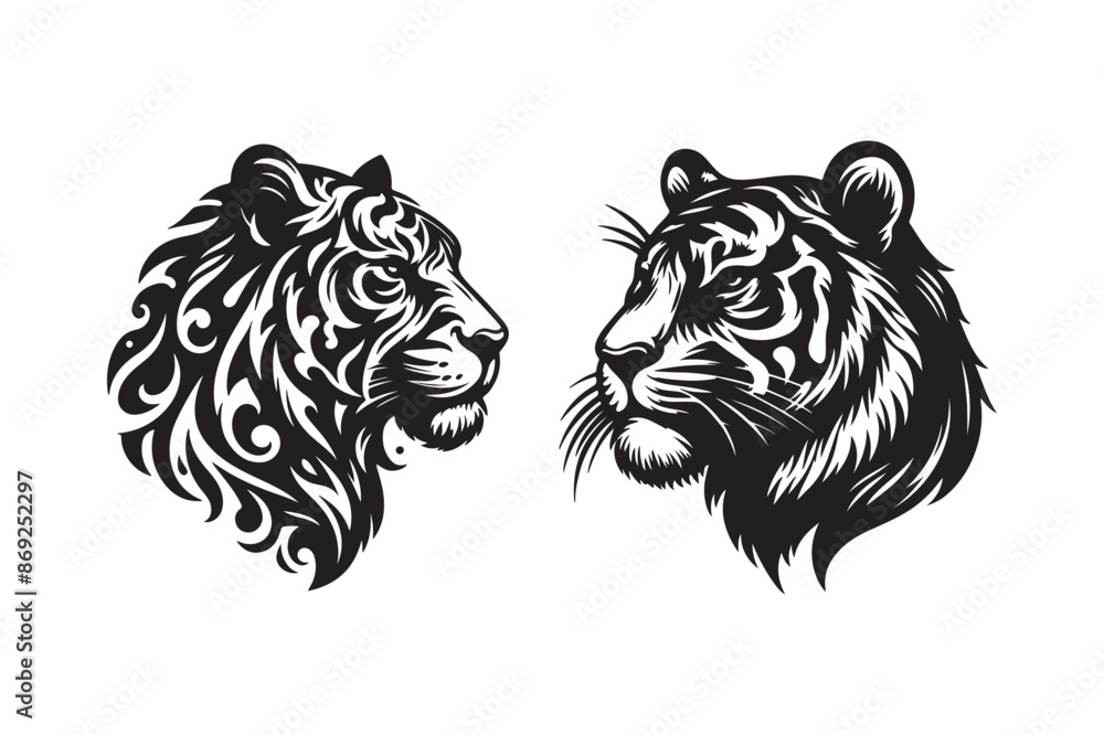 Tiger head silhouette vector art illustration Tiger head silhouette vector art illustration