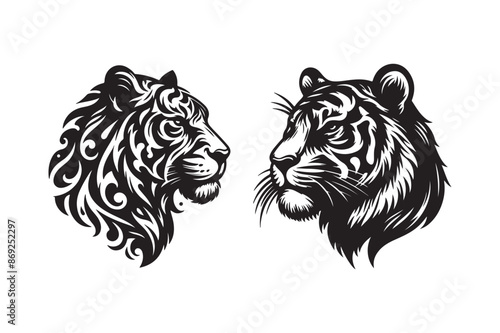 Tiger head silhouette vector art illustration