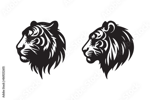 Tiger head silhouette vector art illustration