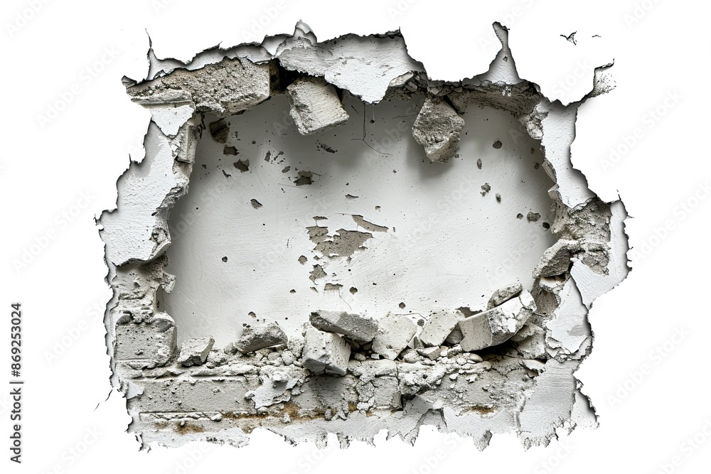Wall hole isolated on white Wall hole isolated on white