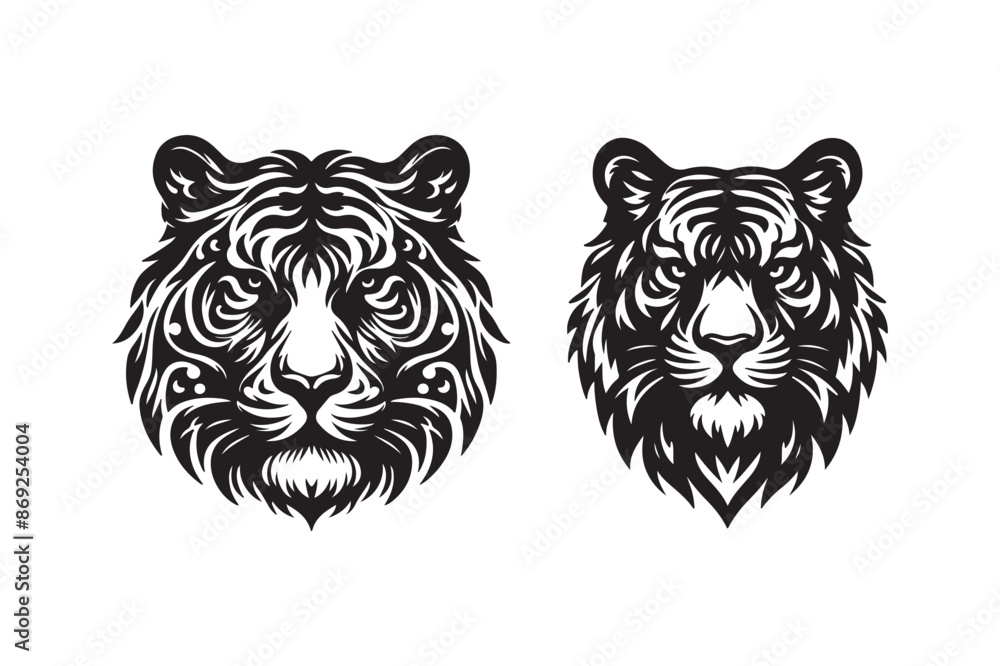 Tiger head silhouette vector art illustration Tiger head silhouette vector art illustration
