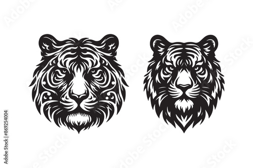 Tiger head silhouette vector art illustration