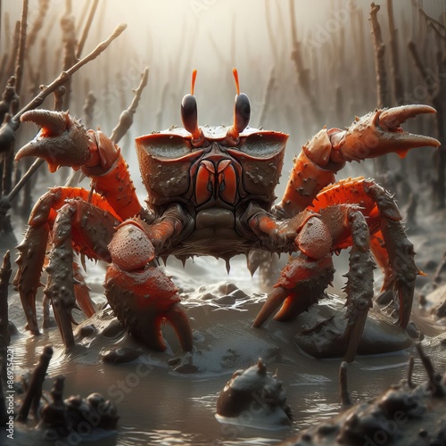 101 81. Mudcrab - A type of crab that lives in muddy or sandy ha photo