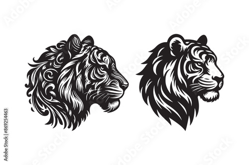 Tiger head silhouette vector art illustration