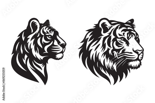 Tiger head silhouette vector art illustration
