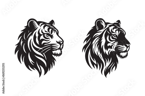 Tiger head silhouette vector art illustration