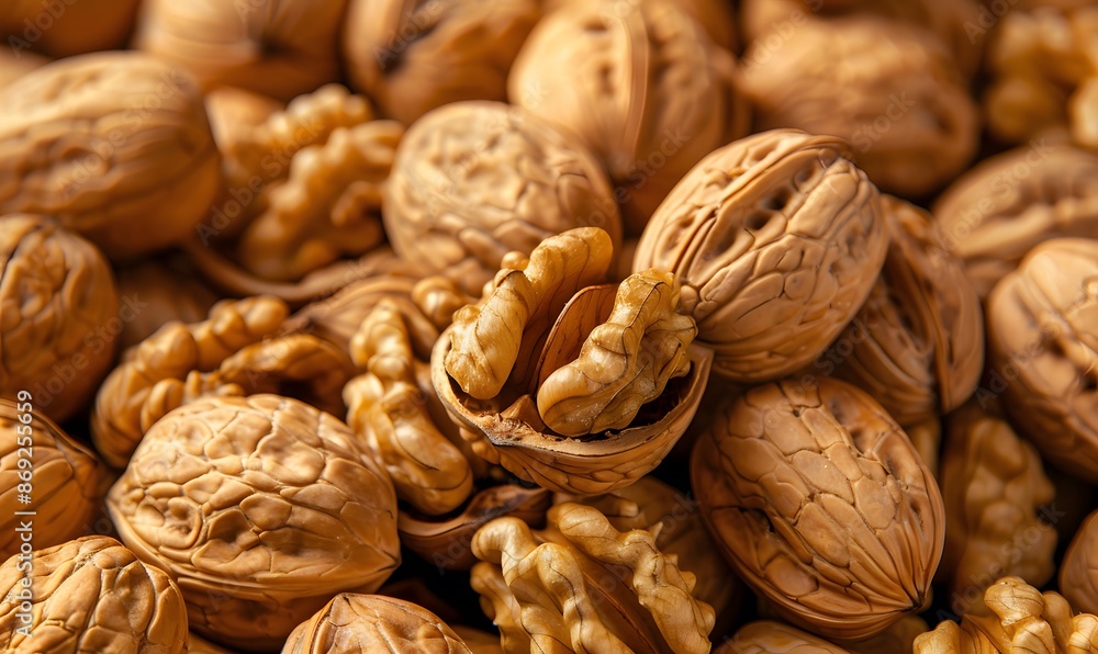 Pile of delicious walnuts, Generative AI Pile of delicious walnuts, Generative AI