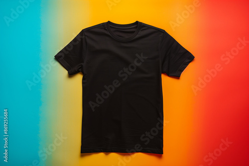 Perfect casual men's black t-shirt mockup, gradient background photo