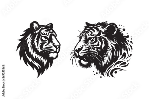 Tiger head silhouette vector art illustration