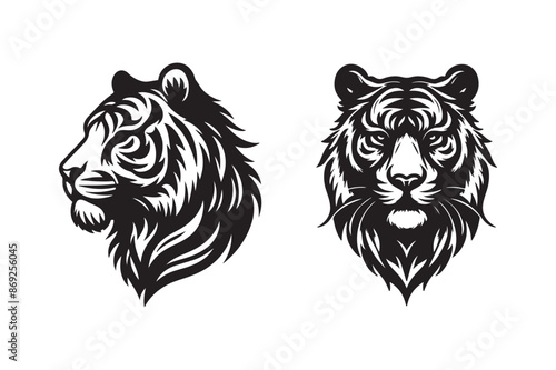 Tiger head silhouette vector art illustration