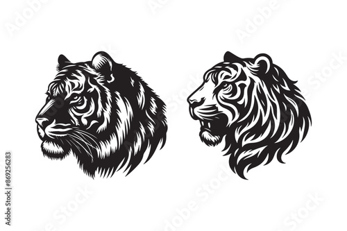 Tiger head silhouette vector art illustration