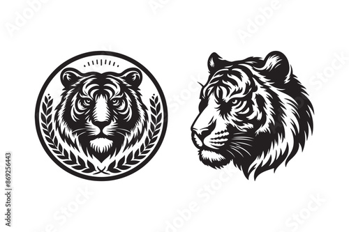 Tiger head silhouette vector art illustration