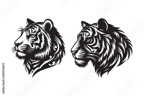 Tiger head silhouette vector art illustration