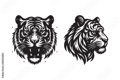 Tiger head silhouette vector art illustration