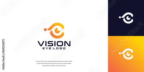 vision logo, letter C eye logo design