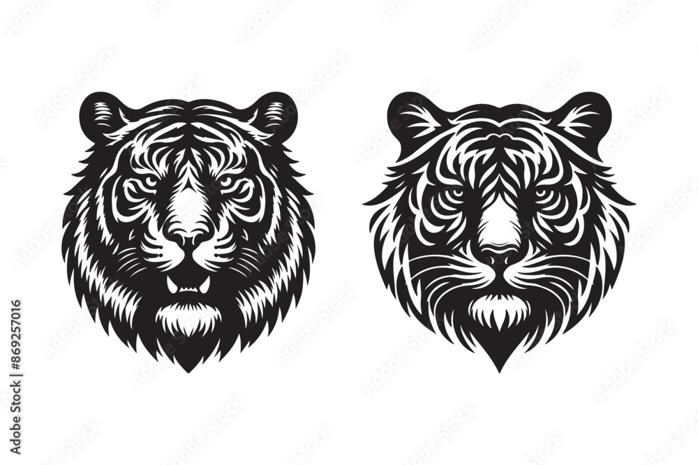 Tiger head silhouette vector art illustration Tiger head silhouette vector art illustration
