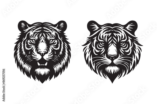 Tiger head silhouette vector art illustration