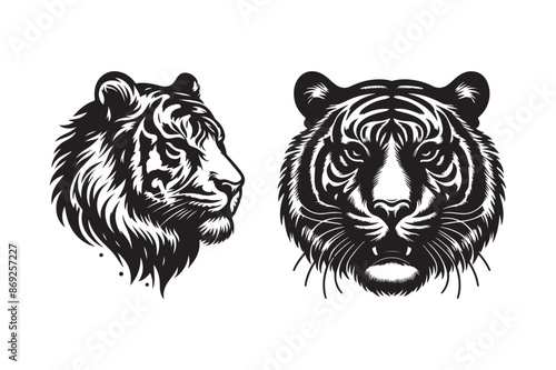 Tiger head silhouette vector art illustration