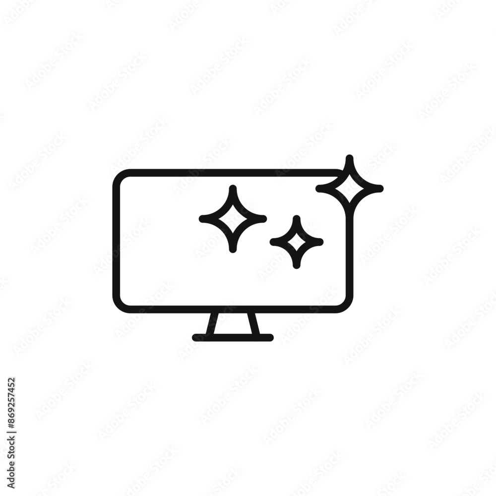 Cleaned computer screen icon logo sign vector outline Cleaned computer screen icon logo sign vector outline