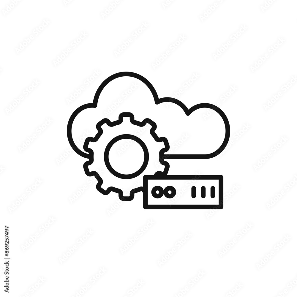 Cloud Data settings icon logo sign vector outline Cloud Data settings icon logo sign vector outline