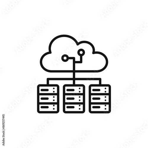 Cloud Data Center icon logo sign vector outline