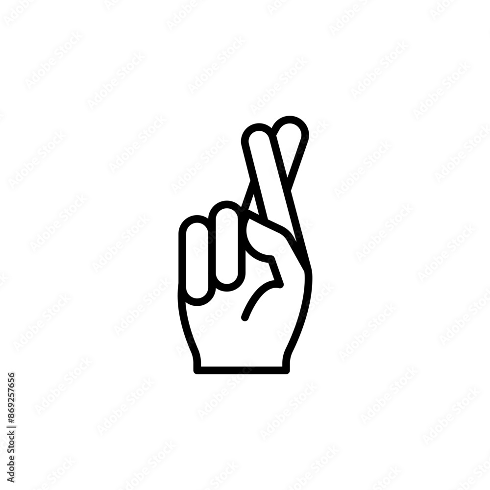Crossed fingers icon; logo sign vector outline Crossed fingers icon; logo sign vector outline