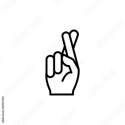 Crossed fingers icon; logo sign vector outline