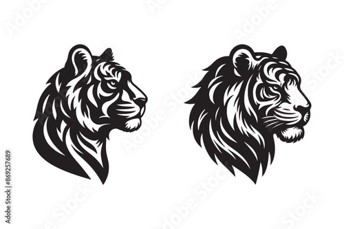 Tiger head silhouette vector art illustration