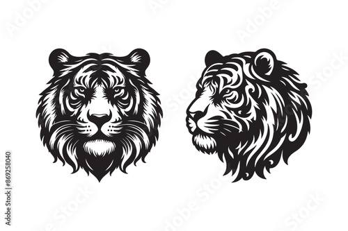 Tiger head silhouette vector art illustration