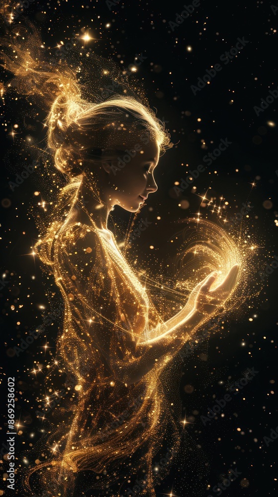 Glowing silhouette holding an orb of radiant light Glowing silhouette holding an orb of radiant light