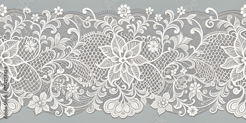Wallpaper Mural Delicate intricate ornate white lace pattern with floral motifs and swirling shapes on a transparent background, perfect for romantic invitations and wedding stationery designs. Torontodigital.ca