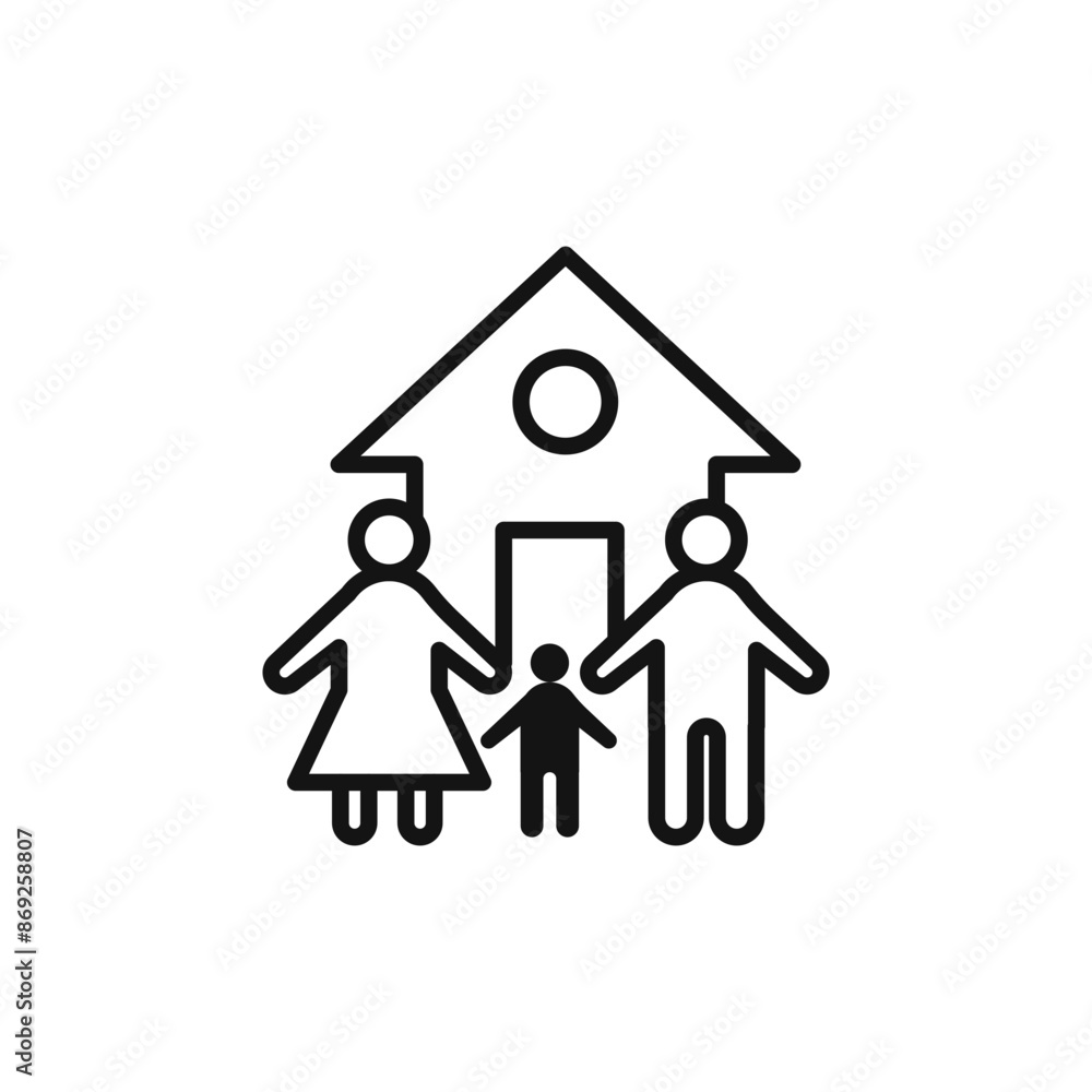 family safe at home icon logo sign vector outline family safe at home icon logo sign vector outline