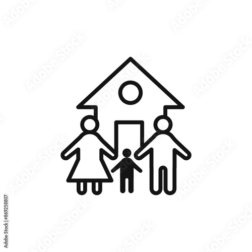family safe at home icon logo sign vector outline