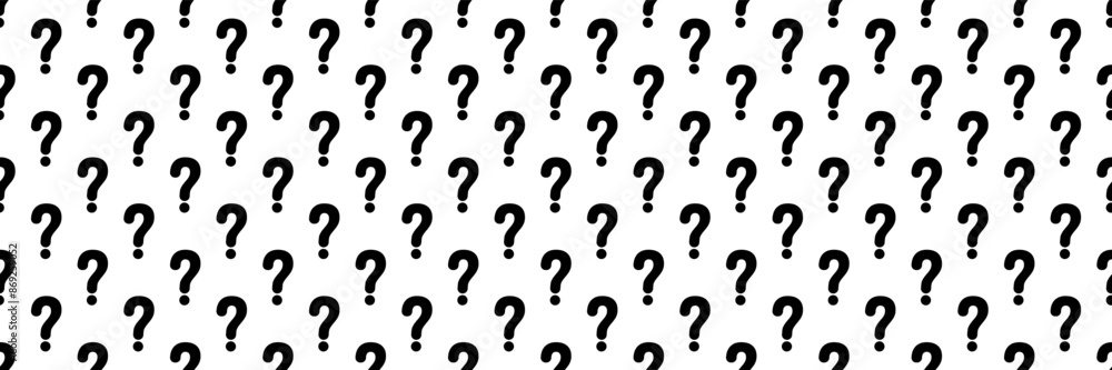 horizontal seamless black question mark sign on white for pattern and background. horizontal seamless black question mark sign on white for pattern and background.