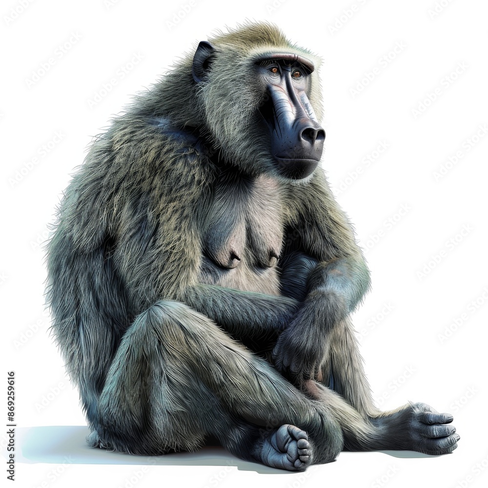 Obraz premium A large monkey is sitting on a white background