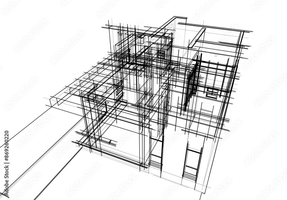house building sketch architecture 3d illustration house building sketch architecture 3d illustration