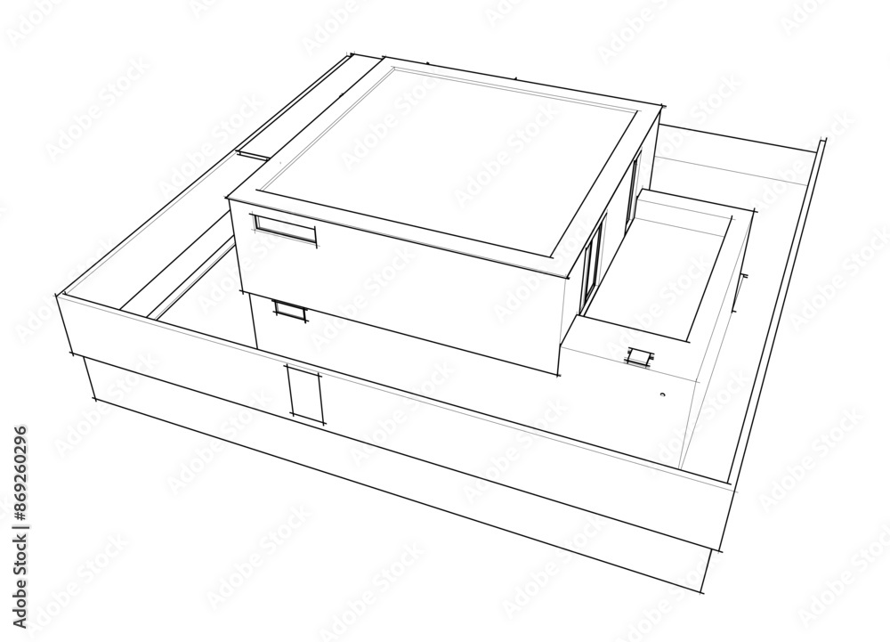 house building sketch architecture 3d illustration