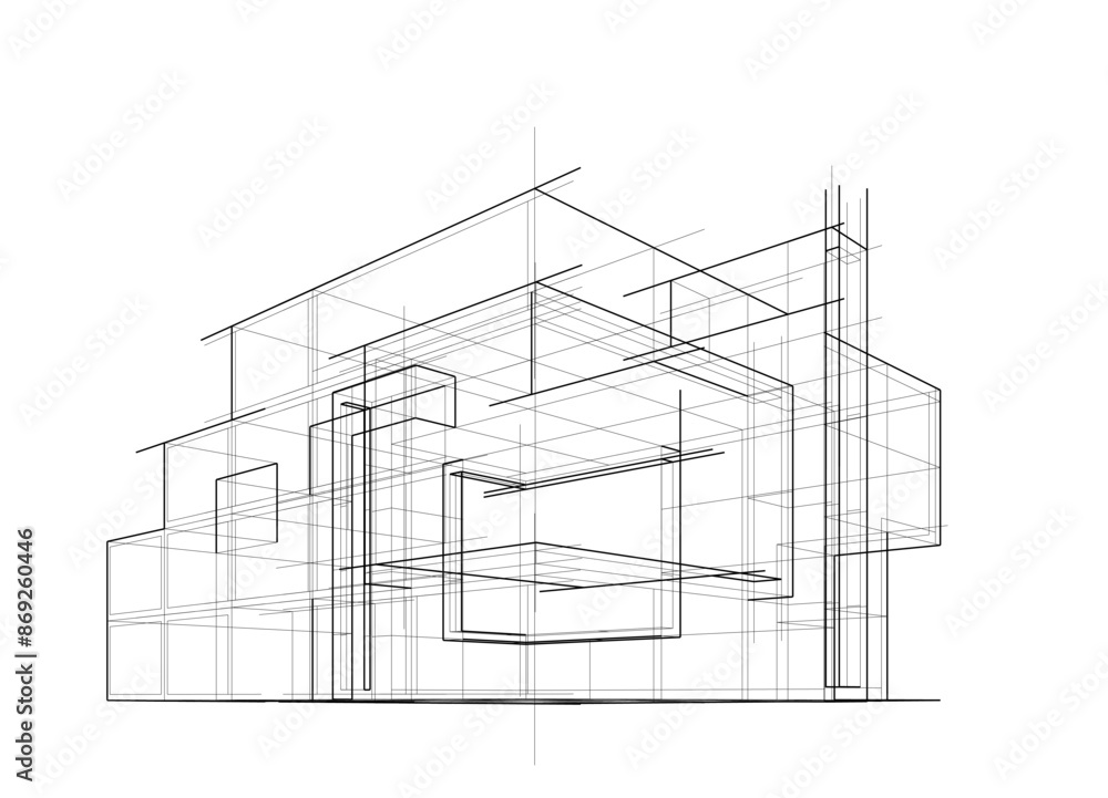 house building sketch architecture 3d illustration house building sketch architecture 3d illustration