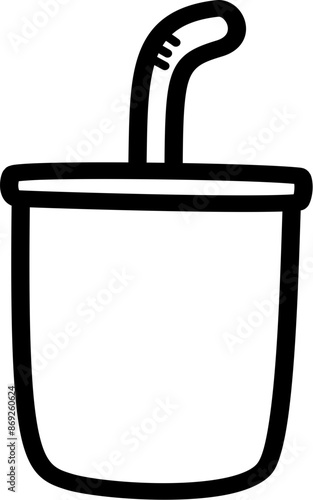 Plastic Glass With Straw , Plastic Cup Outline