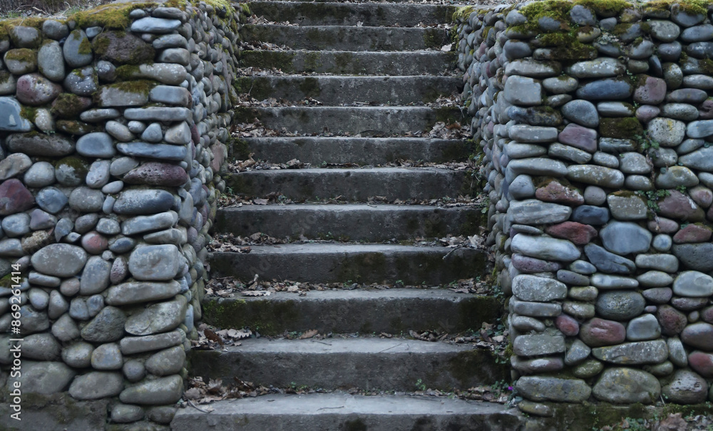 rock stone stairs in autumn forest covered with autumn fallen foliage, leaves. empty background. rock stone stairs in autumn forest covered with autumn fallen foliage, leaves. empty background.