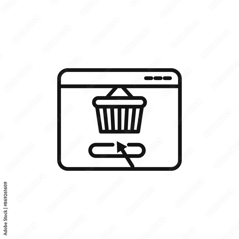 Online fabric shop line icon logo sign vector outline Online fabric shop line icon logo sign vector outline
