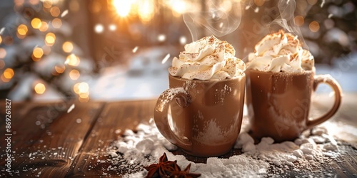 Cozy Winter Morning with Hot Cocoa and Whipped Cream by Candlight