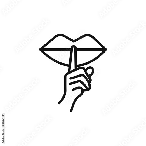 Please do quite pssst icon logo sign vector outline