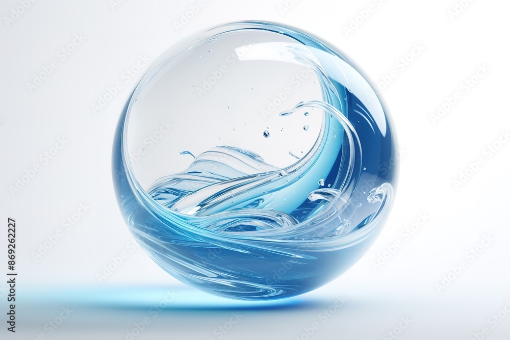 water simulation liquid splash in sphere isolated on white background, 3d illustration. water simulation liquid splash in sphere isolated on white background, 3d illustration.