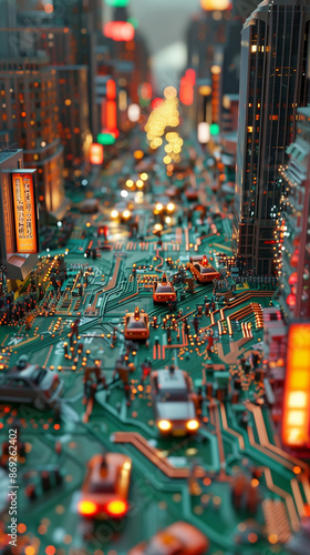 Miniature city street scene