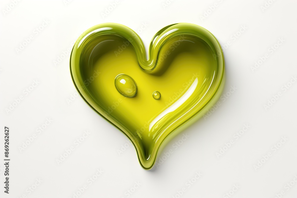 Heart-shaped drop of green cosmetic product isolated on white Heart-shaped drop of green cosmetic product isolated on white