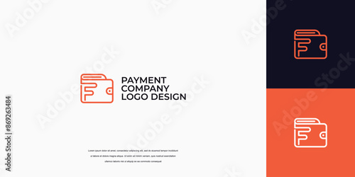 payment logo design, wallet logo with letter F