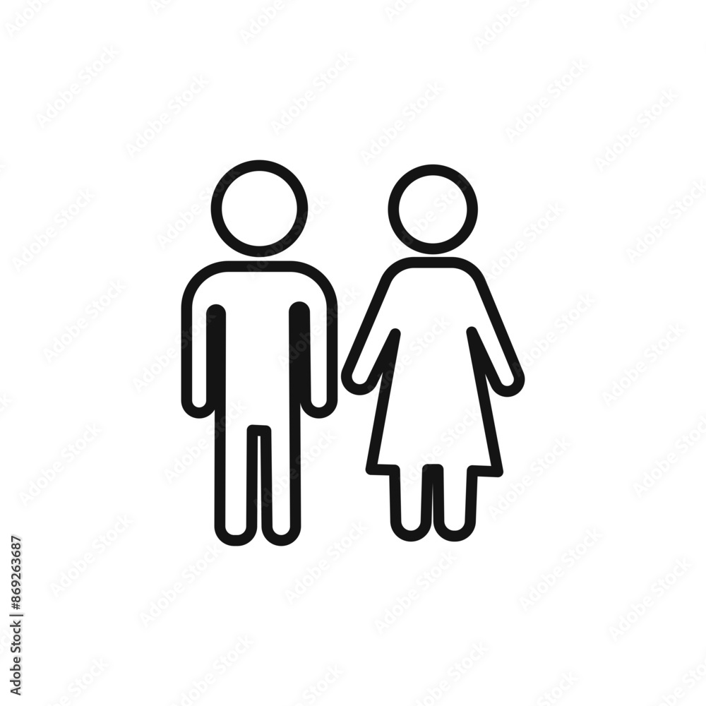 Toilet men women icon logo sign vector outline Toilet men women icon logo sign vector outline
