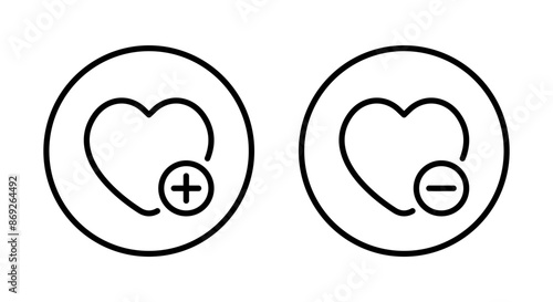 Add and remove wishlist icon on circle line. Favorite product concept